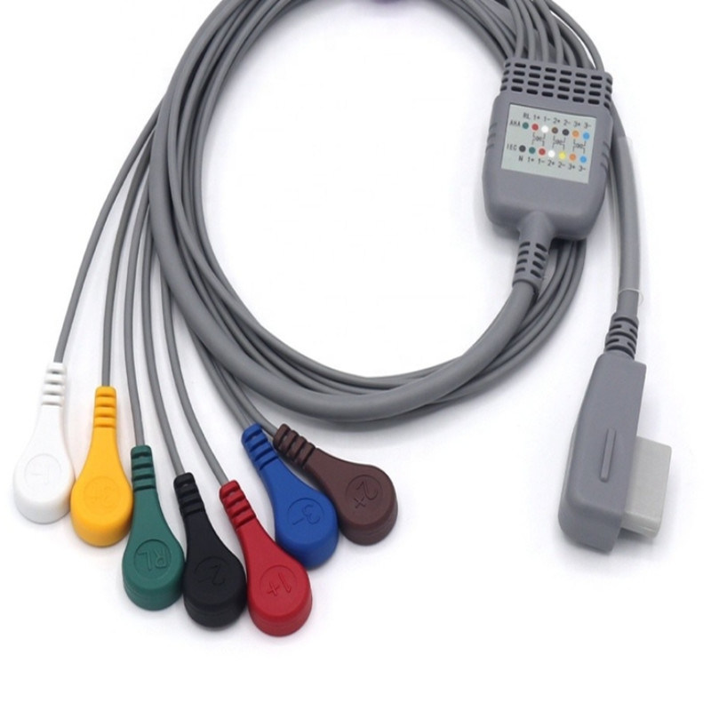 ISO13485 Registratore ECG Holter Cable Portatile con 7 conduttori Snap