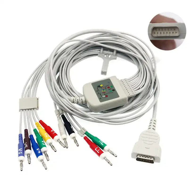 Cable per ECG a 10 conducenti 12 conducenti 15 pin Grigio Multifunzione a colori