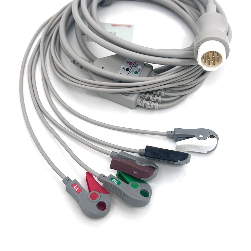 HP 12Pin 5LED WIRES ECG Monitor Cable Grigio Colore Lattice Libero Multi Funzione