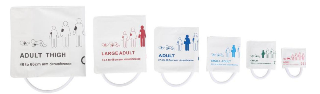 Manicotto NIBP usa e getta di tutte le dimensioni Tubo d'aria materiale TPU sceltevole Bambino adulto piccolo Neonato