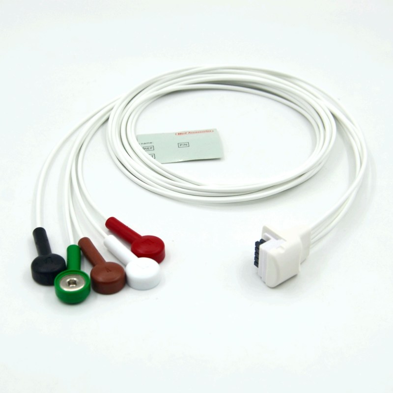Compattibile Mortara H3 Holter Registratore ECG Cavo Leadwires 5 Leads Snap AHA
