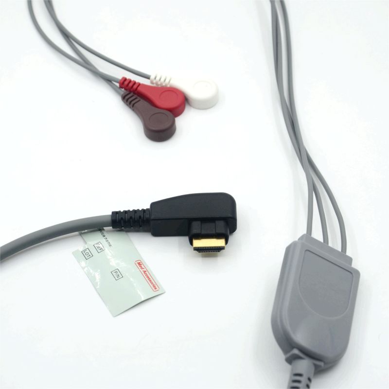 DMS ECG Cable Holter Probe 3Leads Snap AHA/IEC per DMS300