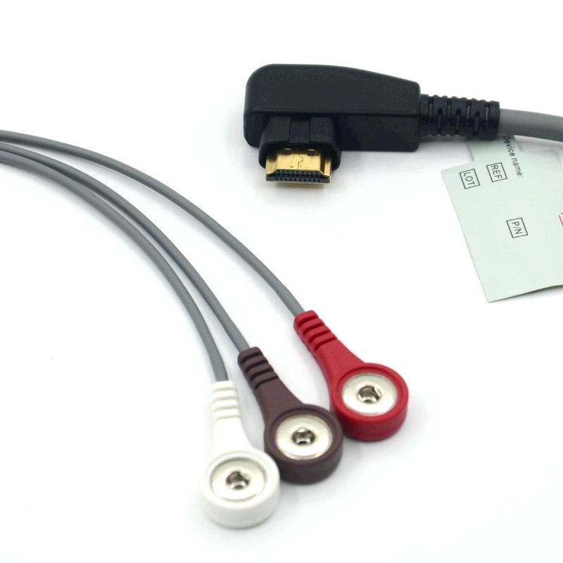 DMS ECG Cable Holter Probe 3Leads Snap AHA/IEC per DMS300