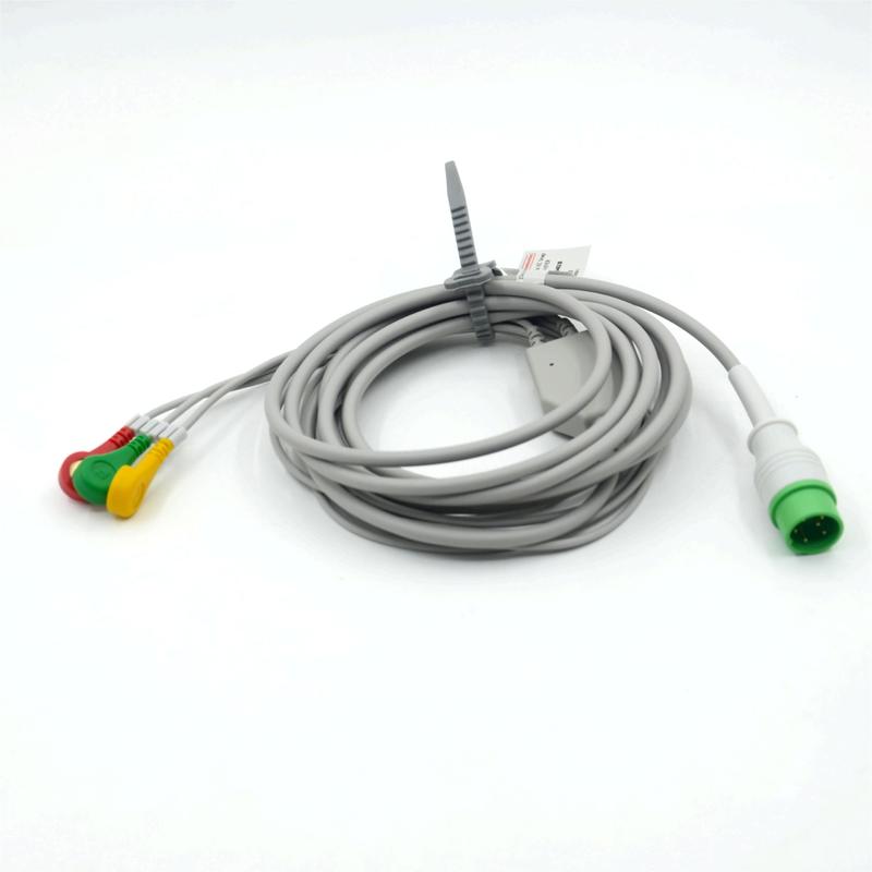 Cable ECG ECG a 3 piombo IEC Snap per accessori medici