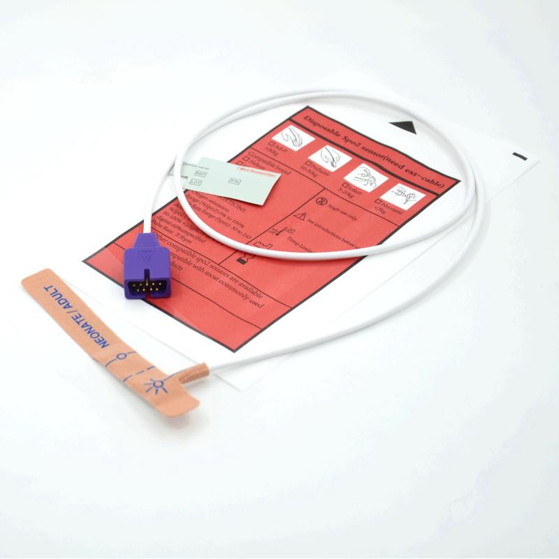 Fornitore di accessori medicali Tessuto elasticizzato Compatibile nellcor Sensore SpO2 usa e getta a 9 pin per neonati/adulti