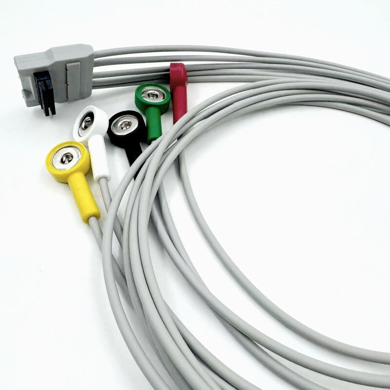 Accessori medici di alta qualità RoHS Certificato Silicone diagnostico IEC Colore 5-Lead Grabber ECG ECG Cable Compatibile BLT