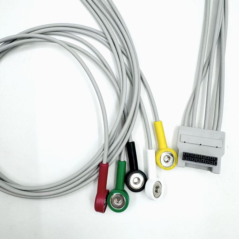 Accessori medici di alta qualità RoHS Certificato Silicone diagnostico IEC Colore 5-Lead Grabber ECG ECG Cable Compatibile BLT