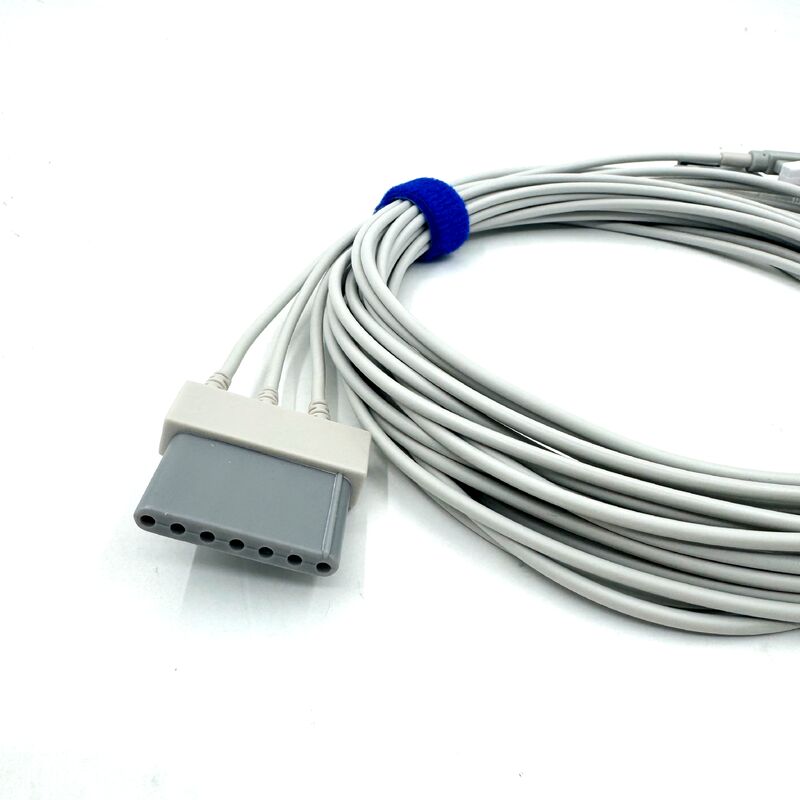 Accessori medici di alta qualità RoHS Certificato Silicone diagnostico IEC Colore 3-Lead Grabber ECG Cable Leadwire