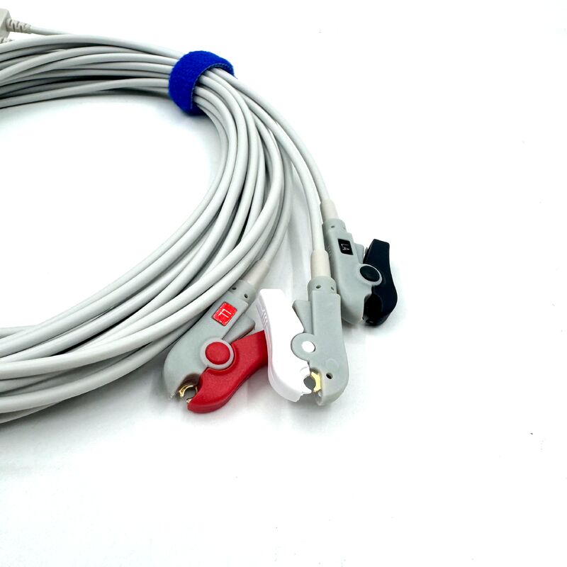 Accessori medici di alta qualità RoHS Certificato Silicone diagnostico IEC Colore 3-Lead Grabber ECG Cable Leadwire