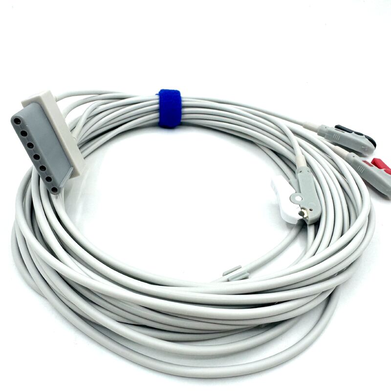 Accessori medici di alta qualità RoHS Certificato Silicone diagnostico IEC Colore 3-Lead Grabber ECG Cable Leadwire