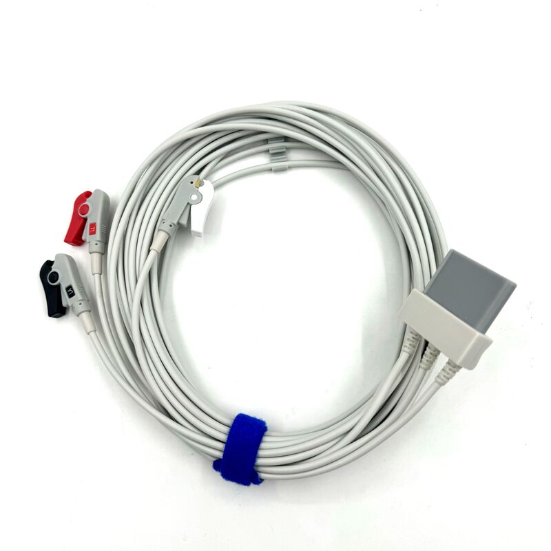 Accessori medici di alta qualità RoHS Certificato Silicone diagnostico IEC Colore 3-Lead Grabber ECG Cable Leadwire