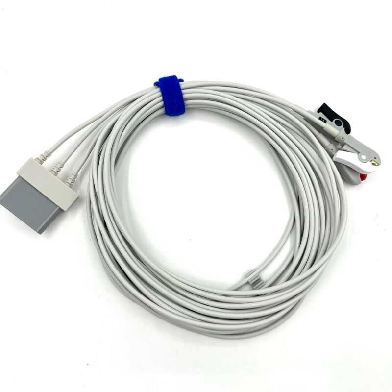 Accessori medici di alta qualità RoHS Certificato Silicone diagnostico IEC Colore 3-Lead Grabber ECG Cable Leadwire
