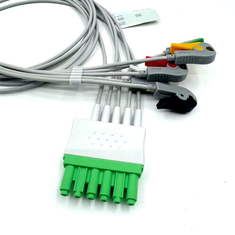 Accessori medici di alta qualità Modello a colori IEC Cavo conduttore ECG ECG a 5 derivazioni certificato RoHS per uso medico del paziente