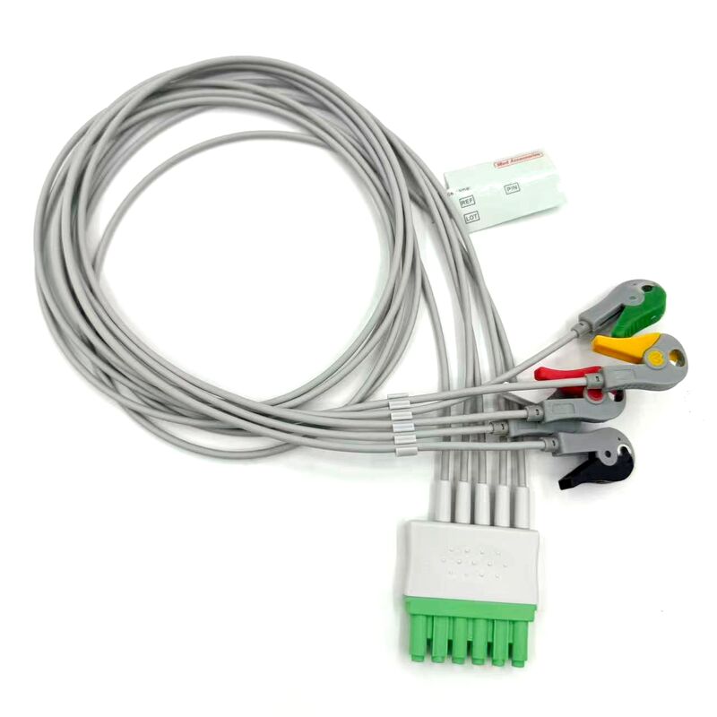 Accessori medici di alta qualità Modello a colori IEC Cavo conduttore ECG ECG a 5 derivazioni certificato RoHS per uso medico del paziente