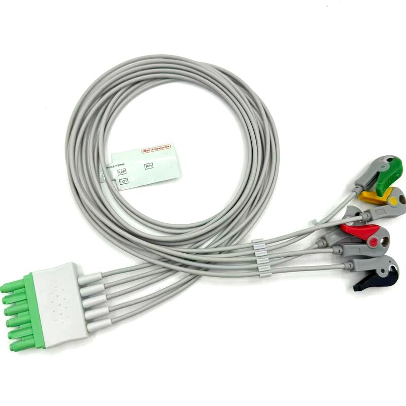 Accessori medici di alta qualità Modello a colori IEC Cavo conduttore ECG ECG a 5 derivazioni certificato RoHS per uso medico del paziente