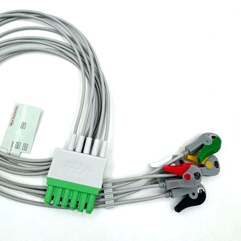 Accessori medici di alta qualità Modello a colori IEC Cavo conduttore ECG ECG a 5 derivazioni certificato RoHS per uso medico del paziente