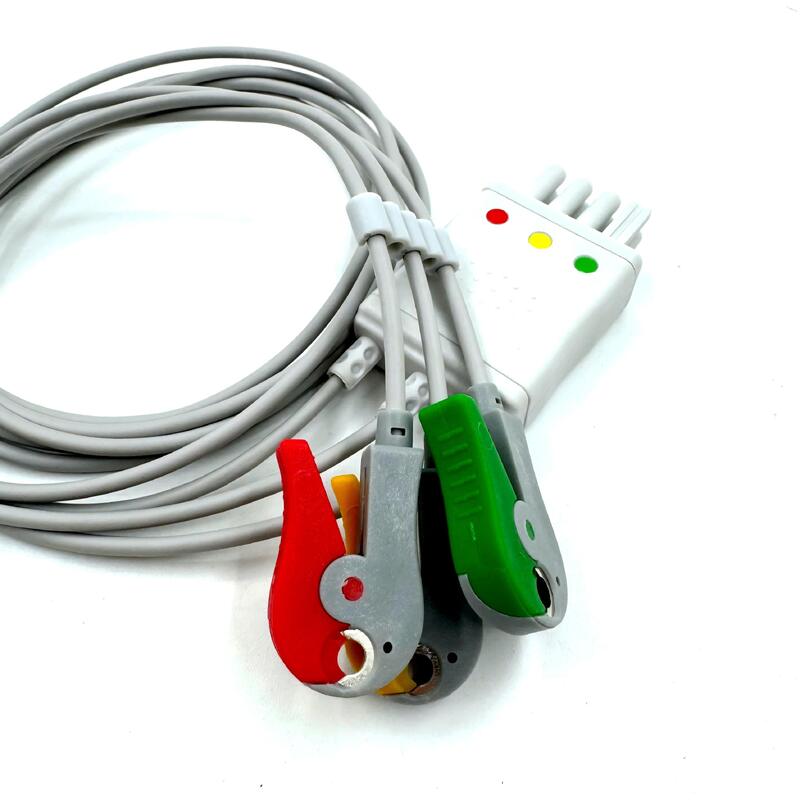Accessori Med di alta qualità Modello di colore IEC RoHS certificato 3-Lead Grabber ECG Leadwire Compatibile Nihon Kohden