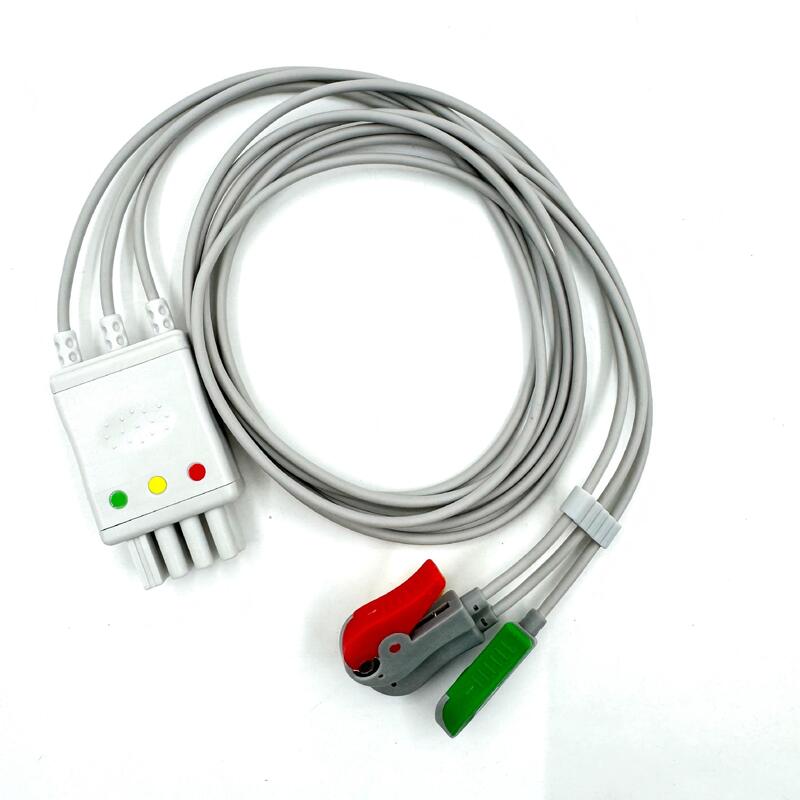 Accessori Med di alta qualità Modello di colore IEC RoHS certificato 3-Lead Grabber ECG Leadwire Compatibile Nihon Kohden