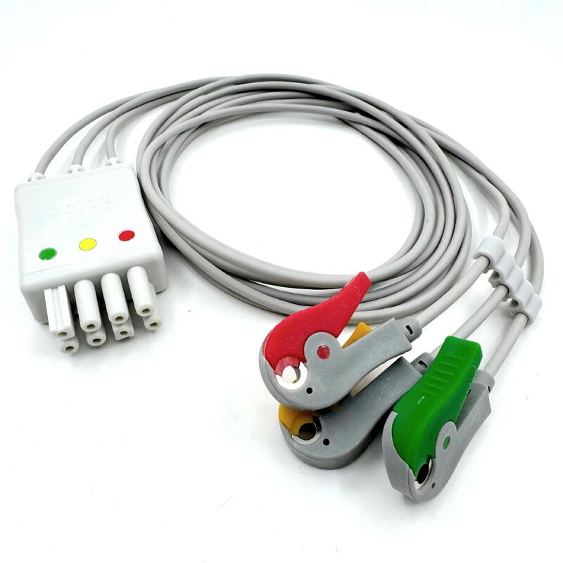 Accessori Med di alta qualità Modello di colore IEC RoHS certificato 3-Lead Grabber ECG Leadwire Compatibile Nihon Kohden
