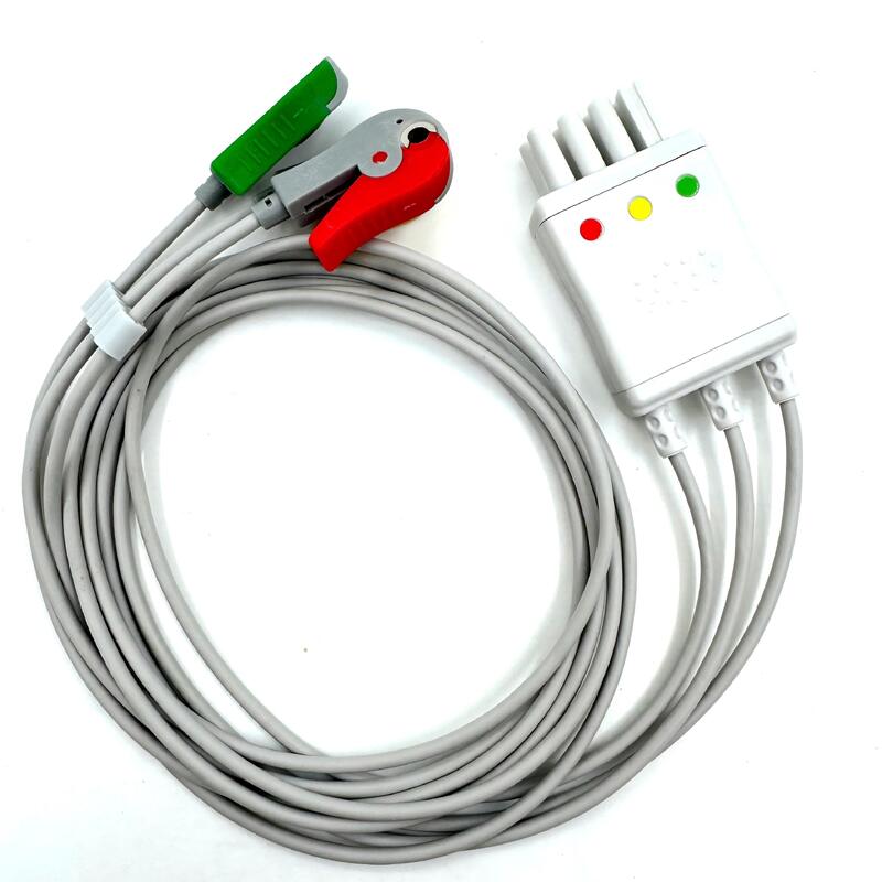 Accessori Med di alta qualità Modello di colore IEC RoHS certificato 3-Lead Grabber ECG Leadwire Compatibile Nihon Kohden
