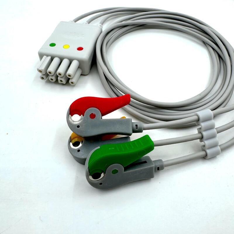Accessori Med di alta qualità Modello di colore IEC RoHS certificato 3-Lead Grabber ECG Leadwire Compatibile Nihon Kohden